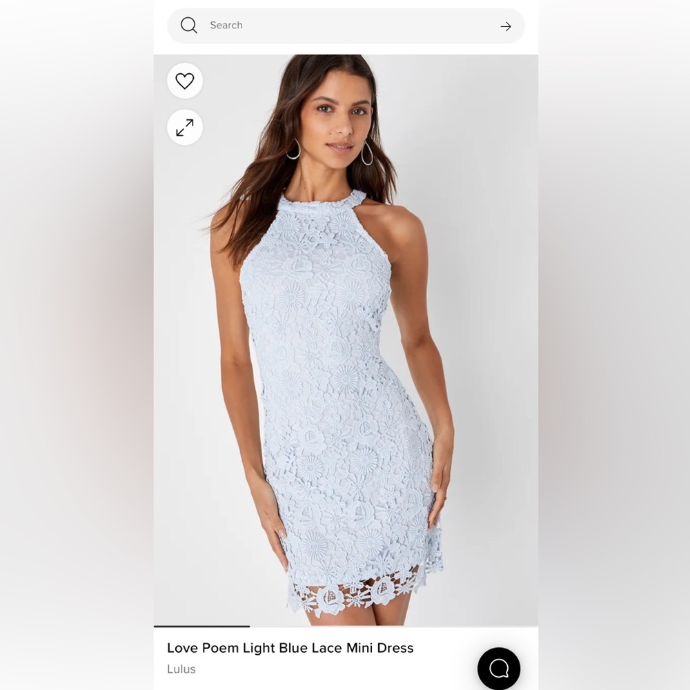 Lulus - Love Poem Light Blue Lace Mini Dress